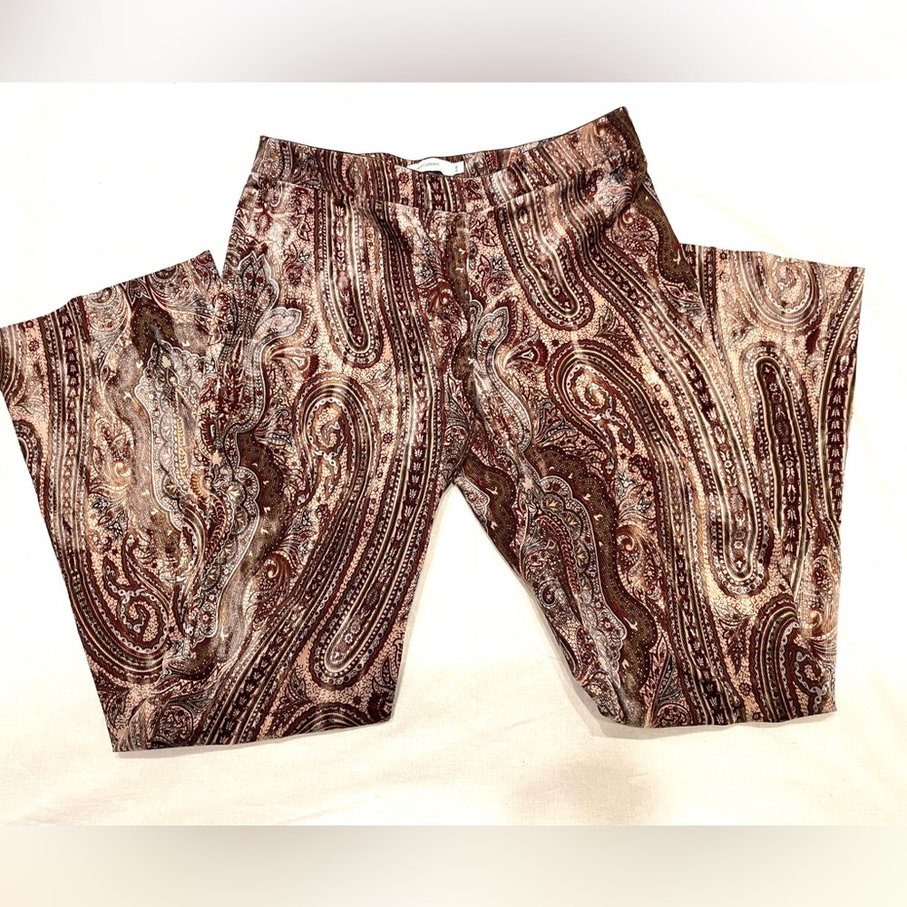 NEW Vintage HENRY COTTONS Cotton Paisley Printed Corduroy Wide Leg Pants